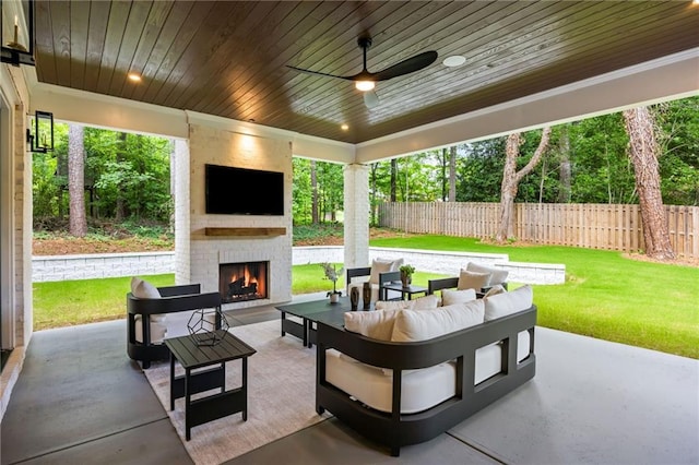 942 Fairfield, Marietta, GA 30068 - view of patio featuring an outdoor living space with a fireplace and ceiling fan
