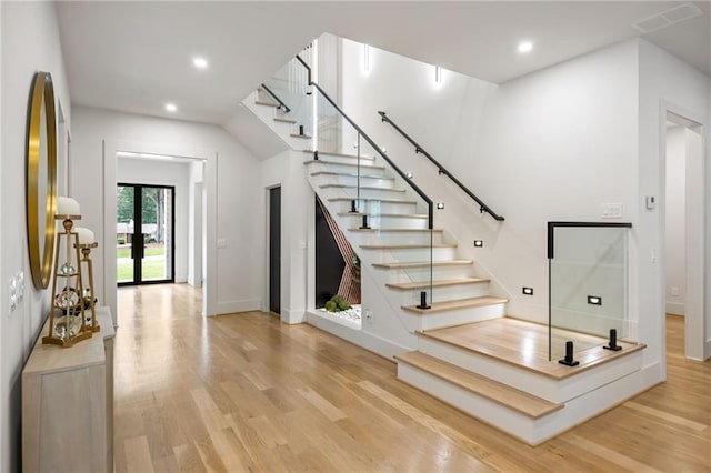 942 Fairfield, Marietta, GA 30068 - foyer entrance featuring wood finished floors, stairway, baseboards, and recessed lighting