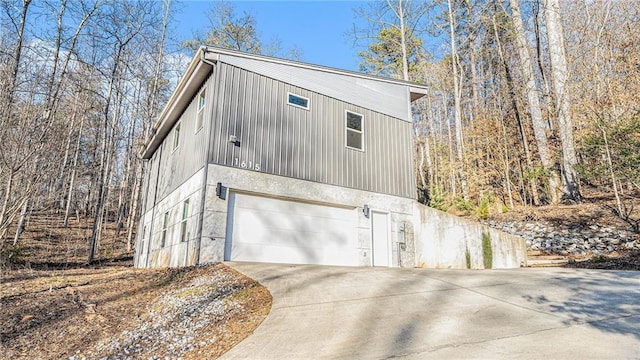 exterior space featuring a garage