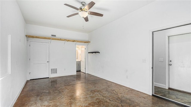 interior space featuring ceiling fan