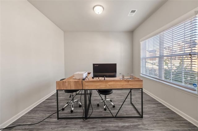 office featuring dark hardwood / wood-style flooring