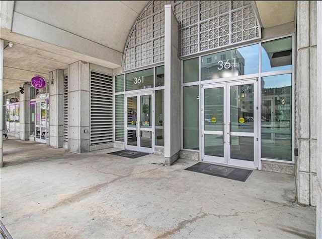 property entrance with french doors