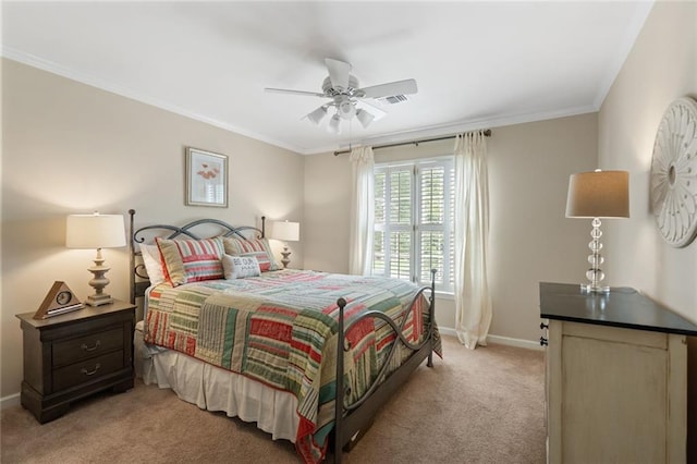 4575 Dairy Way, Peachtree Corners, GA 30092 - bedroom featuring light colored carpet, baseboards, ornamental molding, and ceiling fan