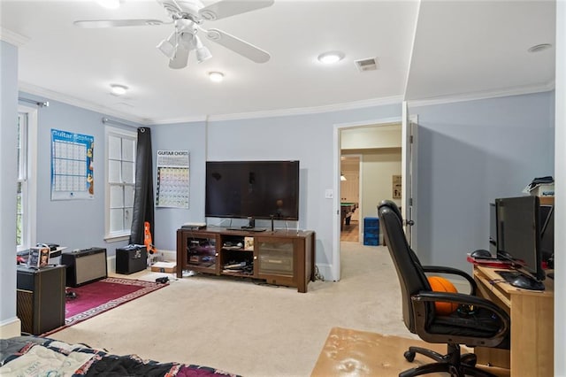 4575 Dairy Way, Peachtree Corners, GA 30092 - office space with carpet flooring, ornamental molding, baseboards, and a ceiling fan