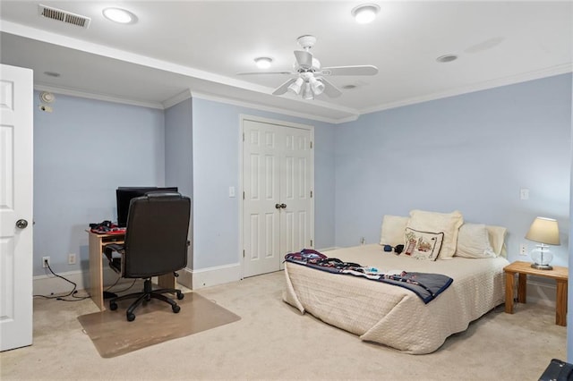 4575 Dairy Way, Peachtree Corners, GA 30092 - bedroom with carpet flooring, an office area, crown molding, and baseboards