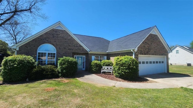 116 Ridge Xing, Temple, GA 30179 - ranch-style house featuring a garage, a front yard, driveway, and brick siding