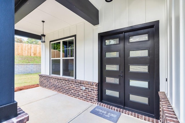 entrance to property with french doors