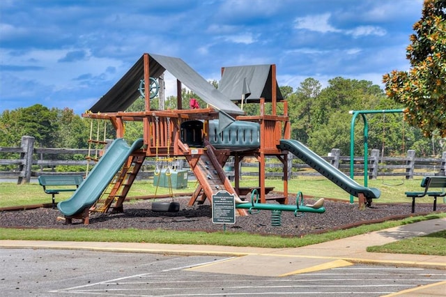 community play area with fence