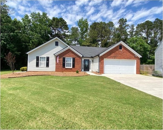 4490 Epworth Ct, Powder Springs, GA 30127 - single story home featuring brick siding, driveway, a garage, and a front lawn