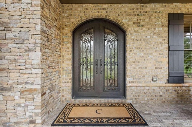 entrance to property with french doors