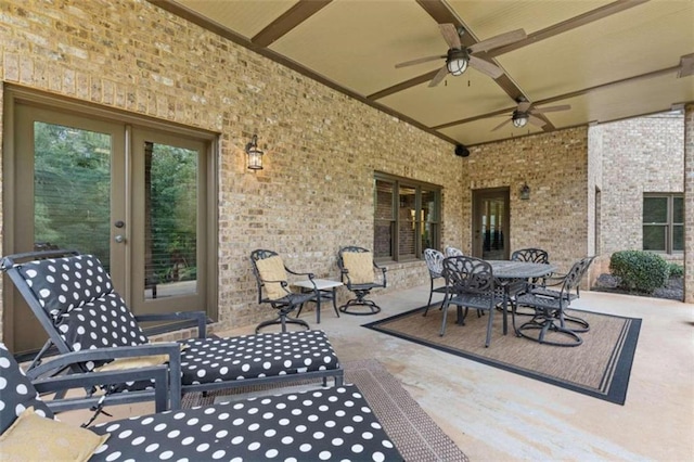 view of patio with ceiling fan