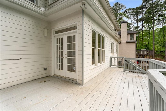 wooden deck with french doors