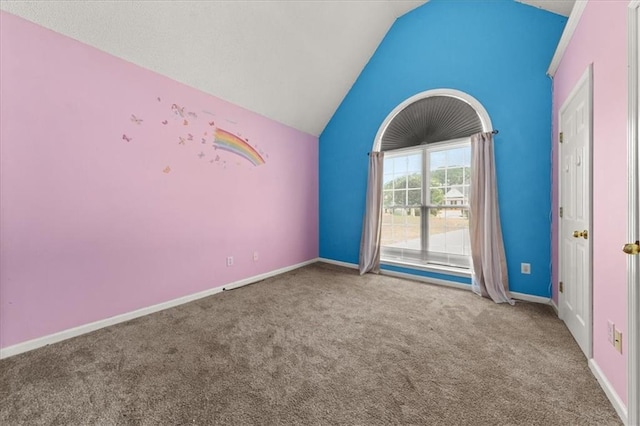 93 Pebble Creek Dr, Newnan, GA 30265 - carpeted spare room featuring lofted ceiling and baseboards