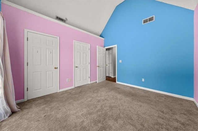 93 Pebble Creek Dr, Newnan, GA 30265 - unfurnished bedroom featuring carpet floors and high vaulted ceiling