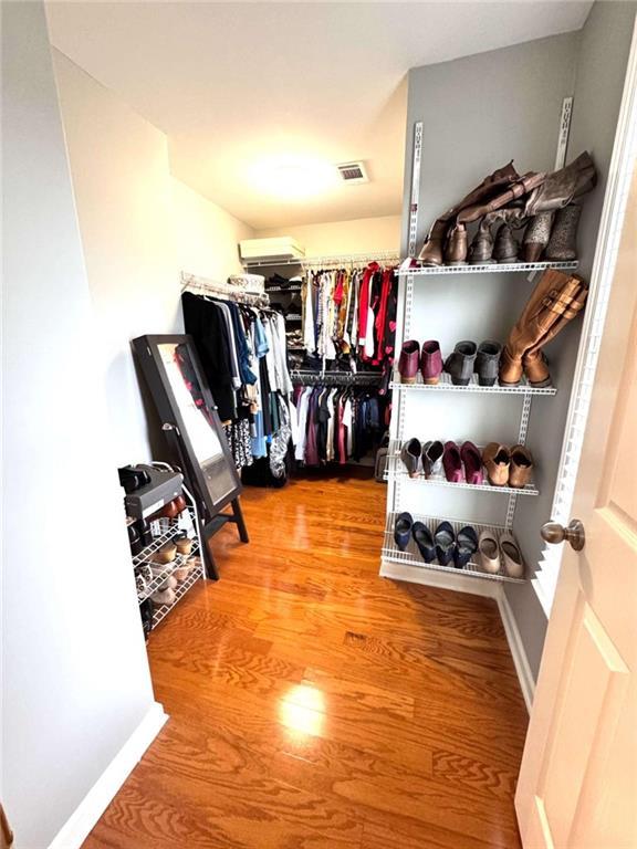 spacious closet with hardwood / wood-style flooring