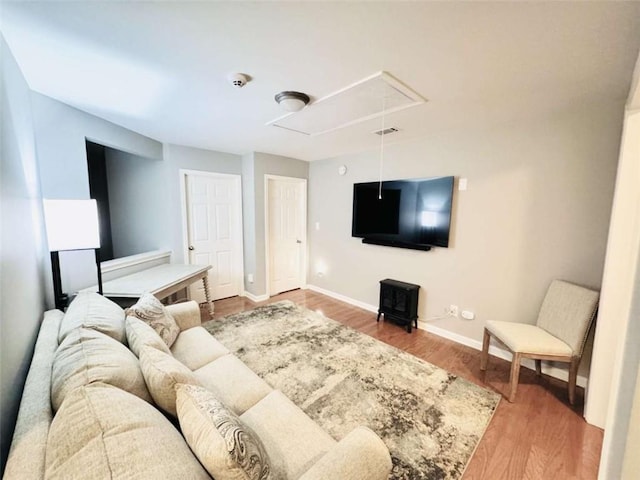 living room with wood-type flooring