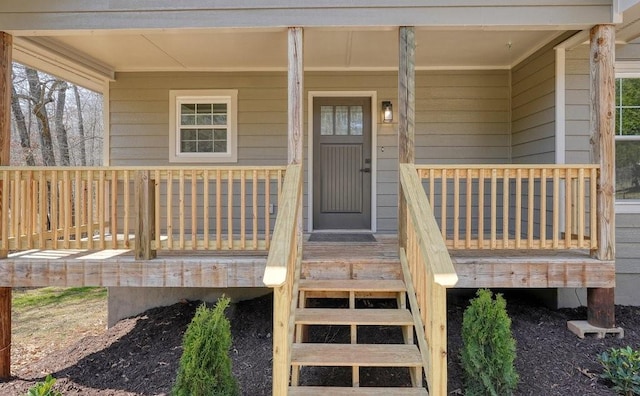 entrance to property with covered porch