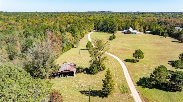 birds eye view of property featuring a rural view