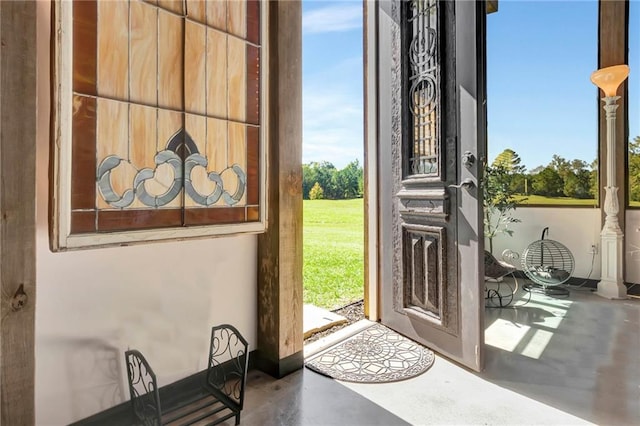 entryway with concrete flooring