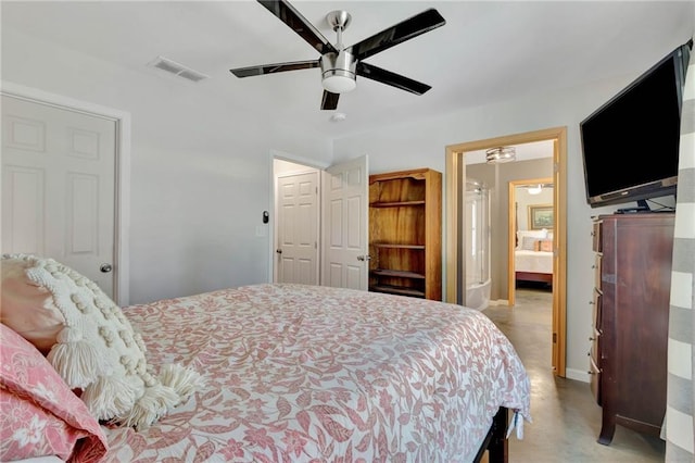 bedroom featuring ceiling fan