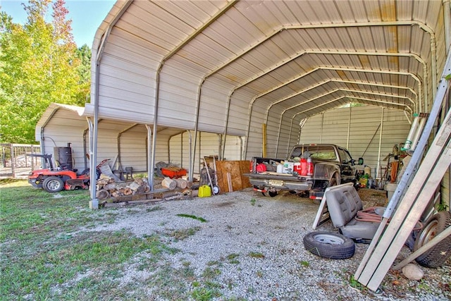 garage with a carport