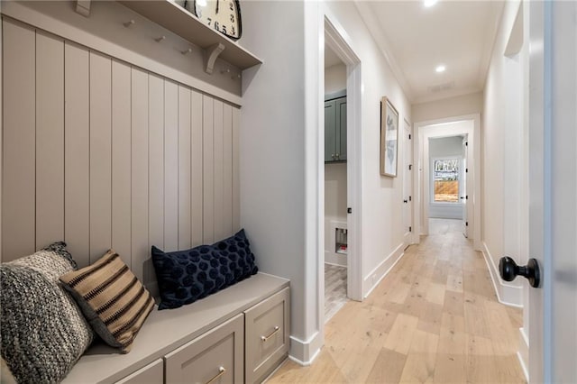 mudroom featuring light hardwood / wood-style floors