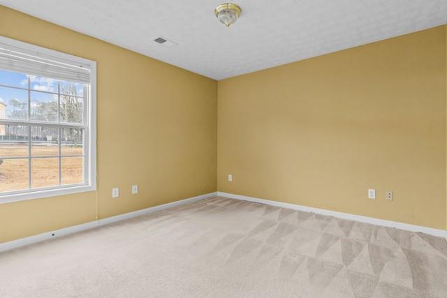 unfurnished room with light carpet