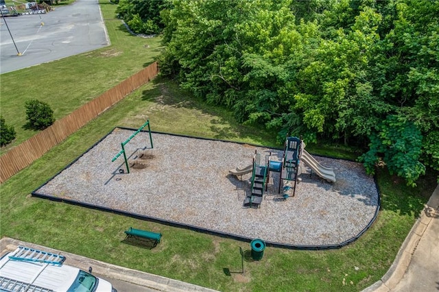 view of playground featuring a yard