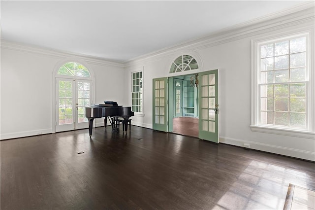401 Peachtree Battle Ave NW, Atlanta, GA 30305 - home office with french doors, wood finished floors, crown molding, and baseboards