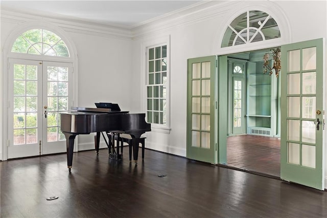 401 Peachtree Battle Ave NW, Atlanta, GA 30305 - sitting room featuring french doors, wood finished floors, and ornamental molding