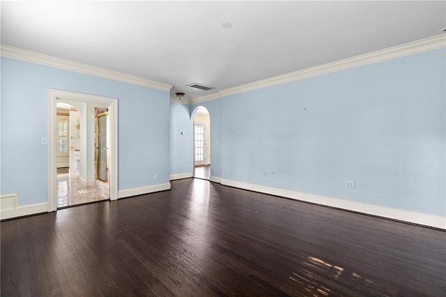 401 Peachtree Battle Ave NW, Atlanta, GA 30305 - empty room with arched walkways, wood finished floors, crown molding, and baseboards