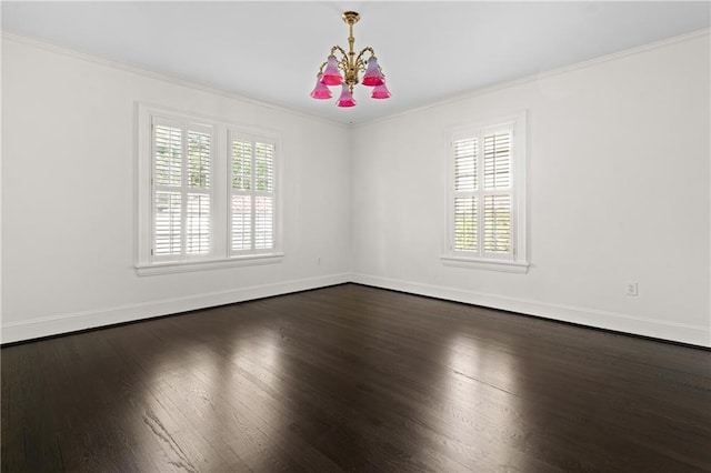 401 Peachtree Battle Ave NW, Atlanta, GA 30305 - spare room with plenty of natural light, dark wood-style flooring, a chandelier, crown molding, and baseboards