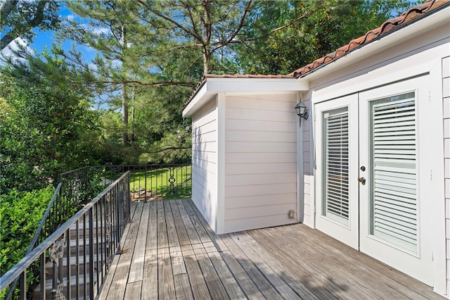 401 Peachtree Battle Ave NW, Atlanta, GA 30305 - wooden terrace with french doors and view of scattered trees