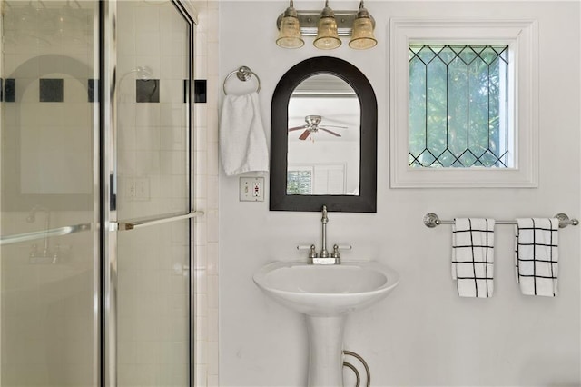 401 Peachtree Battle Ave NW, Atlanta, GA 30305 - full bath featuring plenty of natural light, a stall shower, and a ceiling fan