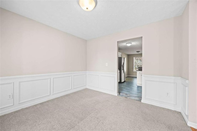 empty room featuring carpet flooring and a textured ceiling