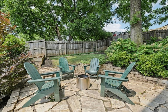 218 S Ave SE, Atlanta, GA 30315 - fenced backyard featuring an outdoor fire pit and a patio area