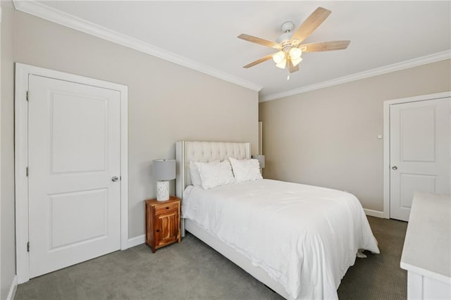 218 S Ave SE, Atlanta, GA 30315 - bedroom featuring carpet, ornamental molding, baseboards, and a ceiling fan