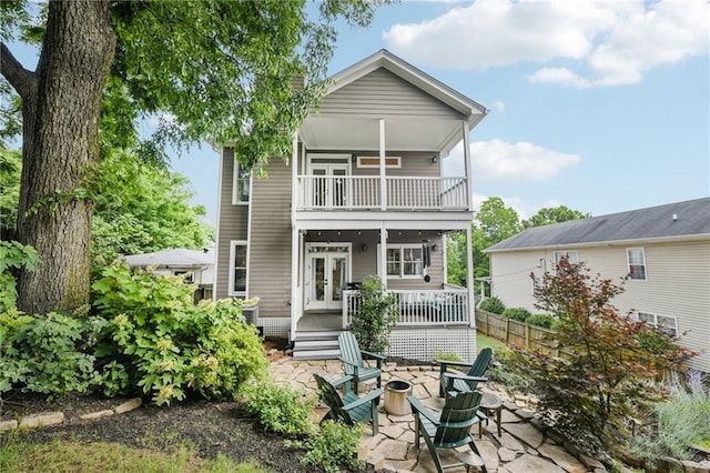 218 S Ave SE, Atlanta, GA 30315 - rear view of property with a fire pit, a balcony, french doors, and a patio area