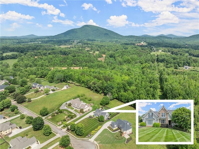 541 Brown Dr, Clermont, GA 30527 - aerial view of a heavily wooded area and a mountain backdrop