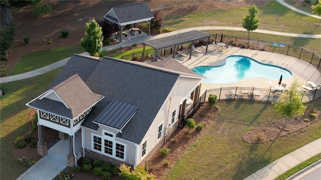 2929 Rambler Dr, Loganville, GA 30052 - aerial view of property and surrounding area featuring a pool area