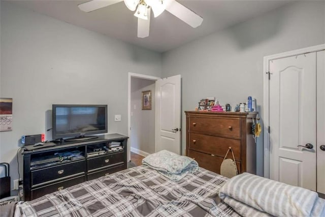 bedroom with a closet and ceiling fan