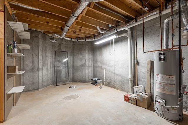 basement with gas water heater