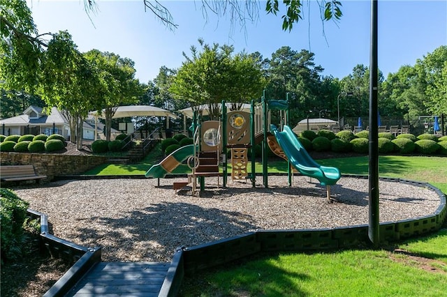 view of play area featuring a yard