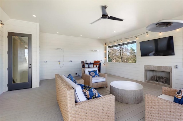 1068 Amsterdam Avenue Ne, Atlanta, GA 30306 - living room featuring ceiling fan