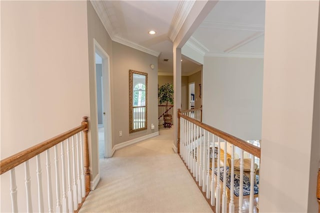 54 Old Fuller Mill Road Ne, Marietta, GA 30067 - hallway with light carpet and crown molding