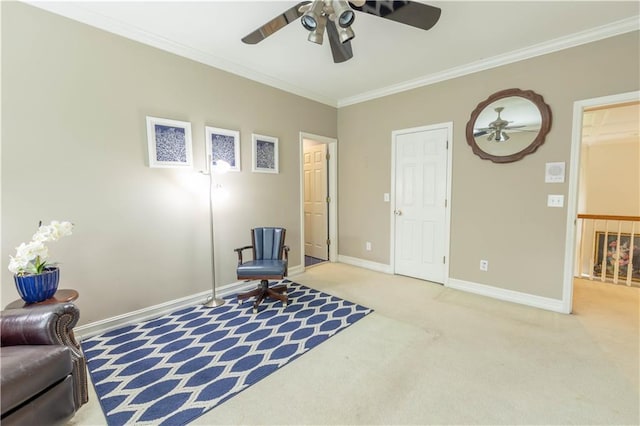 54 Old Fuller Mill Road Ne, Marietta, GA 30067 - sitting room with ceiling fan, crown molding, and light colored carpet