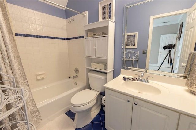 54 Old Fuller Mill Road Ne, Marietta, GA 30067 - full bathroom with shower / bath combination with curtain, vanity, toilet, and tile floors