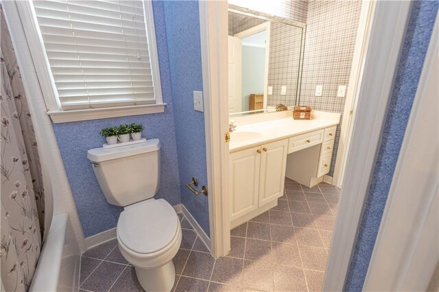 54 Old Fuller Mill Road Ne, Marietta, GA 30067 - full bathroom with tile flooring, shower / bathtub combination with curtain, toilet, and vanity