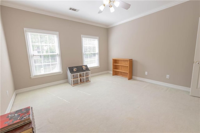54 Old Fuller Mill Road Ne, Marietta, GA 30067 - empty room with light colored carpet, ornamental molding, and ceiling fan
