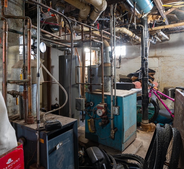 utility room with water heater